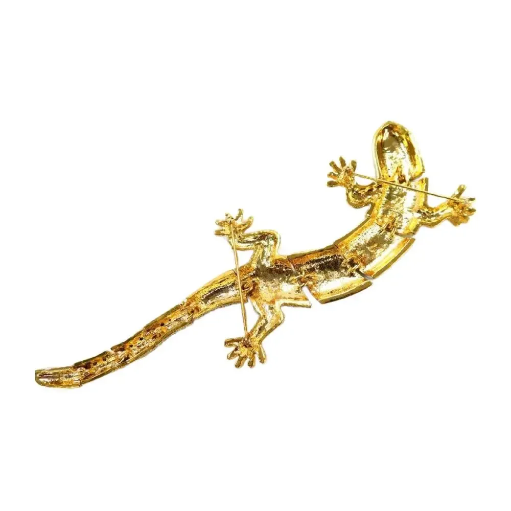 Vintage Articulated Encrusted Pave Lizard Shoulder Brooch , 7